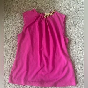 Michael Kors Fuchsia Sleeveless Blouse with Chain Accent